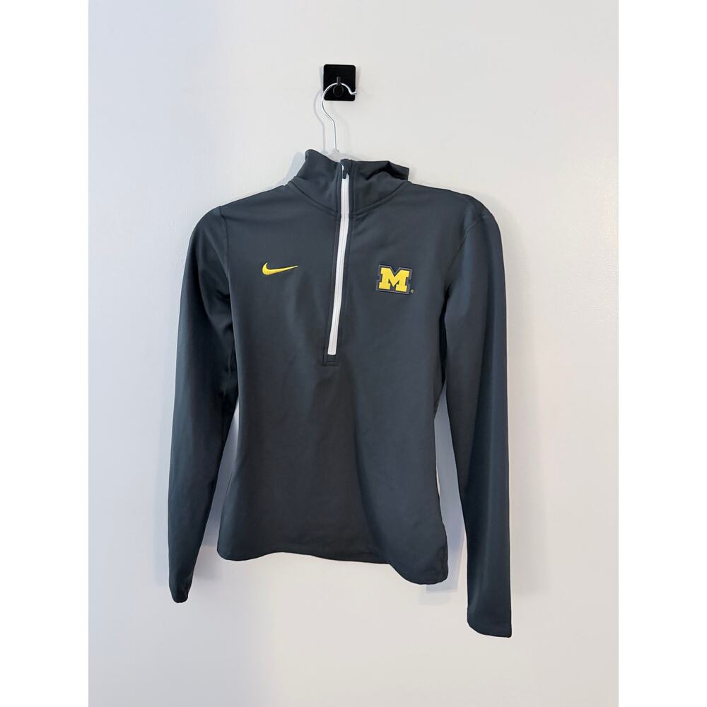 Nike Women's Gray Half-Zip Tank Top with Yellow Accents